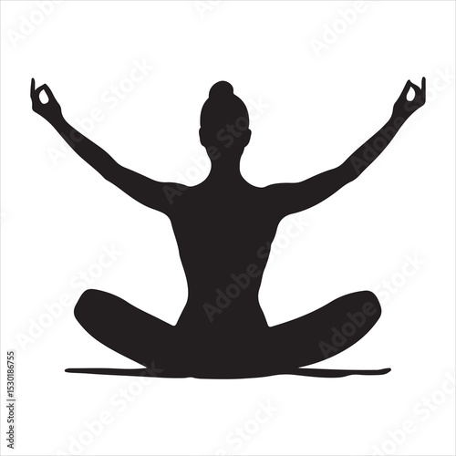 silhouette of yoga woman