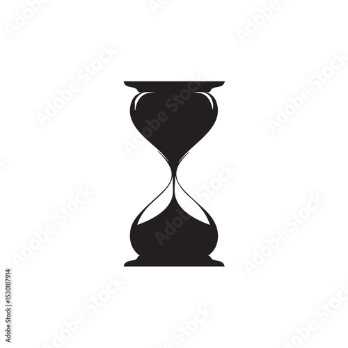 Black silhouette of Hourglass, centered on plain white background
