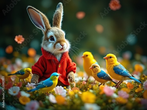 April's Little Bunny and Birds