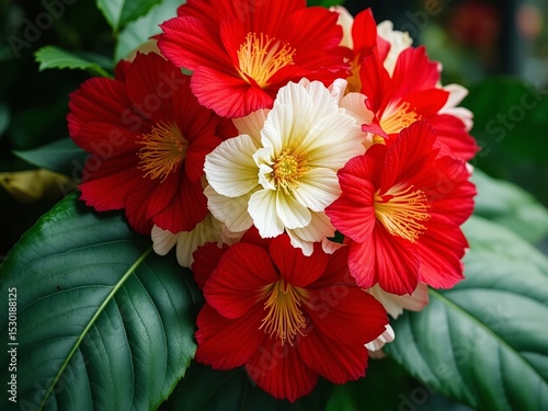 June Floral Design with Red and White Petals