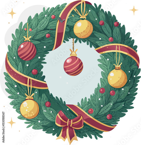 Card with Christmas wreath.
