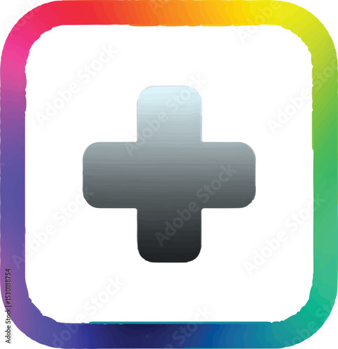 Colorful Plus Sign Medical Icon Design for App