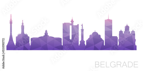 Belgrade, Serbia Low Poly Skyline Clip Art City Design. Geometric Polygon Graphic Horizon Icon.