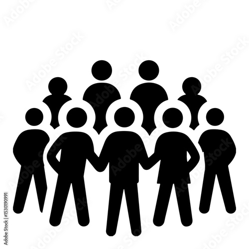 Black and white vector illustration of a group of people