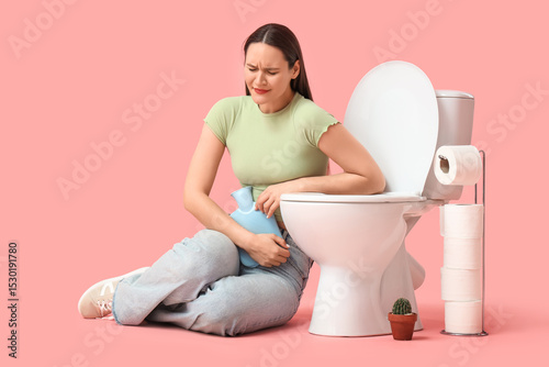 Suffering young woman near ...
