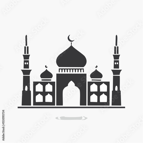 Modern Mosque Icon Black and White Architectural Design