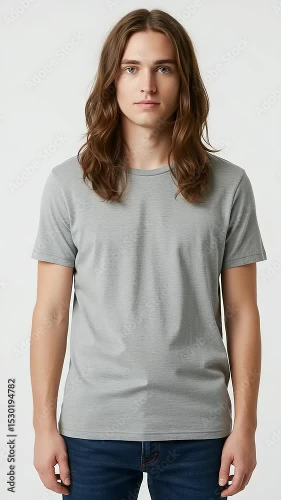 Gray T-shirt on a man Gray T-shirt on a man
