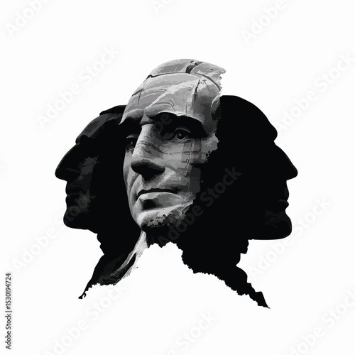 Black silhouette of Mount Rushmore, centered on plain white background