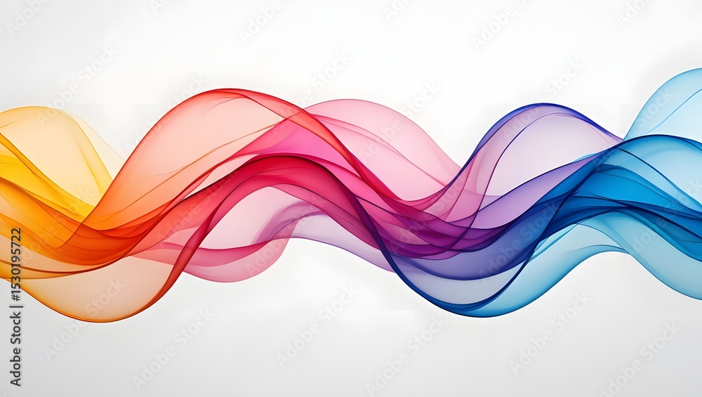 Naklejka premium Abstract flowing ribbons of vibrant colors isolated on white background