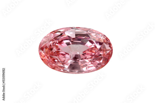 A pink gemstone is sitting on a white background