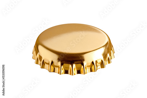 A gold colored cap with a silver rim