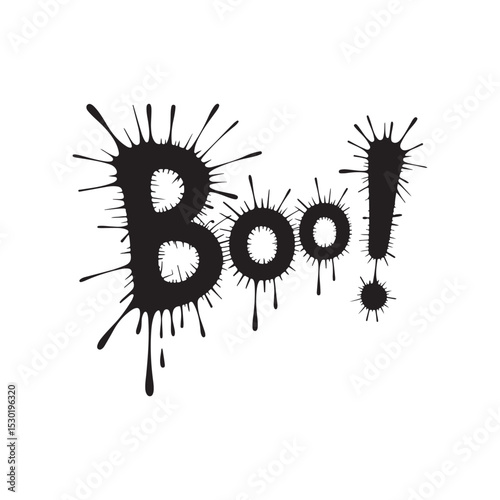 Spooky Boo! Text with Ink Splatter Effect Halloween Graphic Design Element