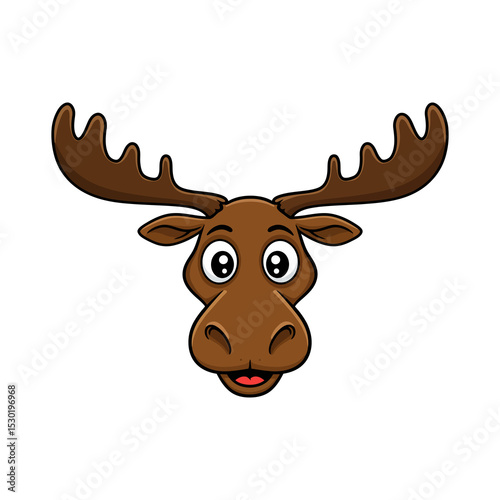 Brown curious moose cartoon illustration