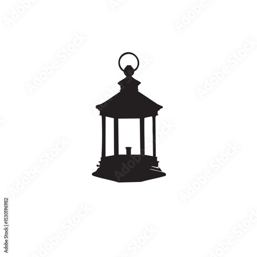 Black silhouette of Patriot’s lantern, centered on plain white background