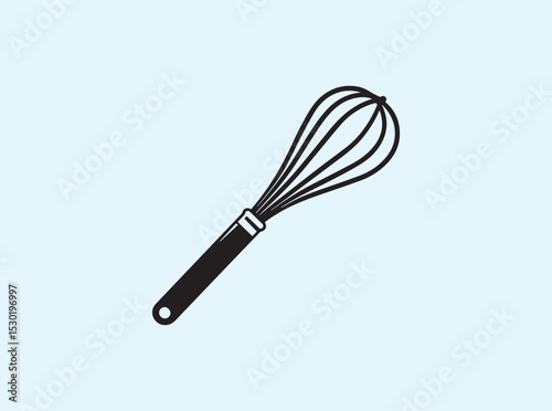 Whisk Utensil Silhouette in Solid Black