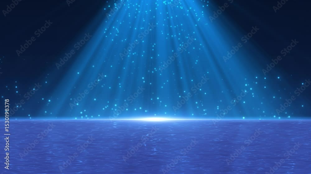Beautiful water surface blue particle stage background