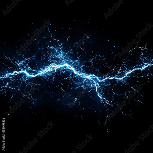 Bright blue lightning bolts crackling across a black background.
