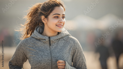 An overweight Indian woman doing workout running a diet program