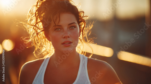 An overweight Canadian woman doing workout running a diet program