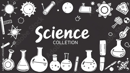 Educational Science Doodle Collection with Hand Drawn Physics Chemistry and Biology Elements Perfect for Academic and Learning Materials