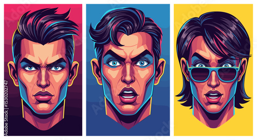 Stylized Portraits of Expressive Men With Detailed Hair