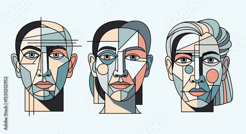 Geometric Abstract Faces Human Portrait Artistic Expression