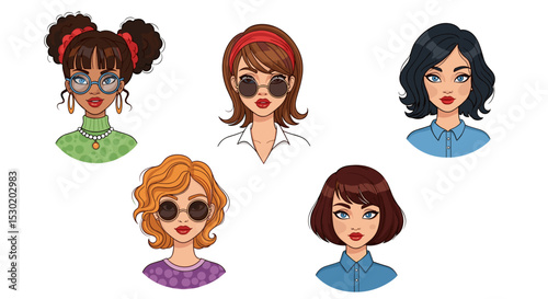 Diverse group of women with different hairstyles