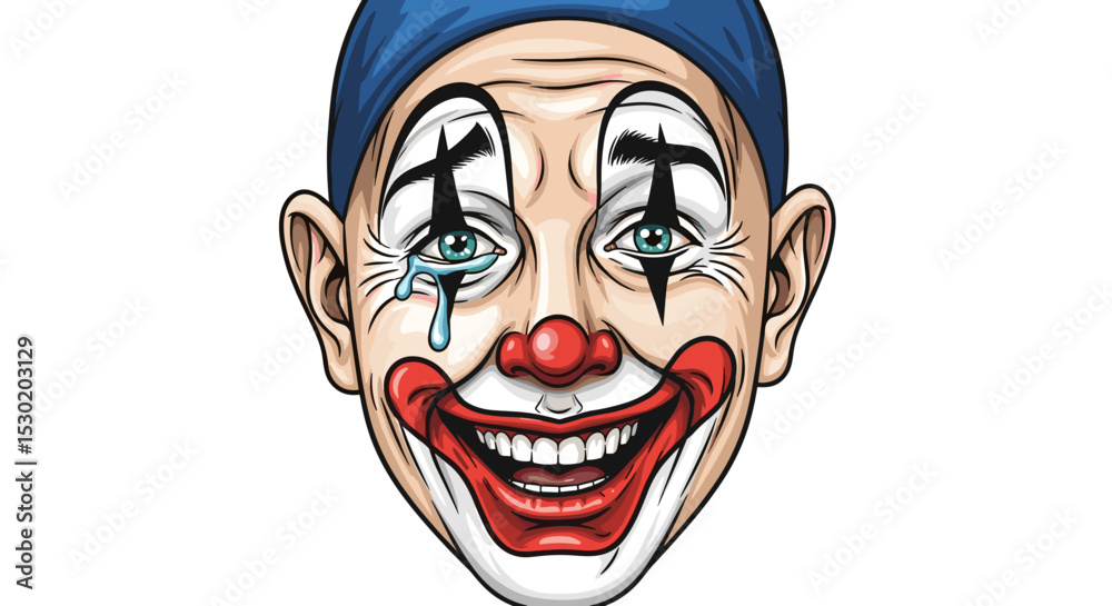 Obraz premium The Complex Emotions and Makeup of a Clown