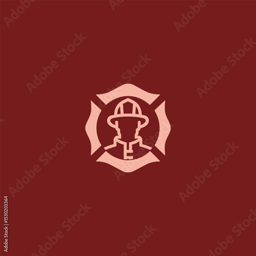 Firefighter logo in bold and heroic illustration style.