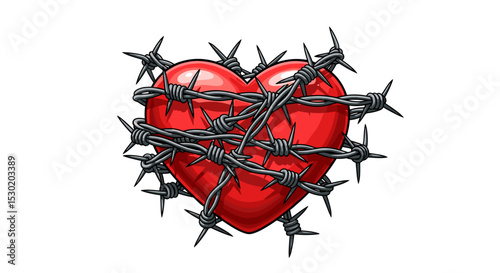 Heart Entangled in Barbed Wire Love Problems