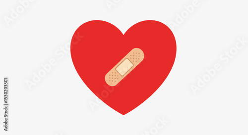 Healing Process Red Heart and Bandage Symbolism
