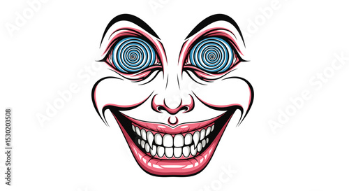 Hypnotic Face Smiling With Wide Open Eyes