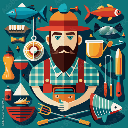 vector illustration of a set of cartoon characters