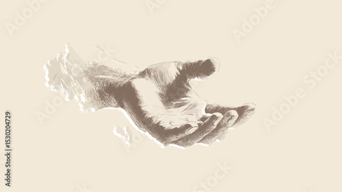 Artistic depiction of an outstretched hand conveying openness and support.