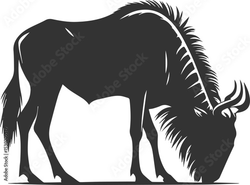 Wildebeest mammal animal vector drawing silhouette 