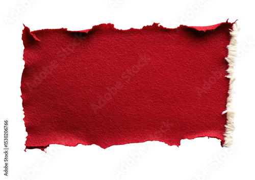 Red torn fabric swatch