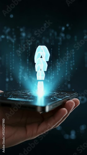 3D Abstract Wifi Network Connection Hand Technology Glow Blue