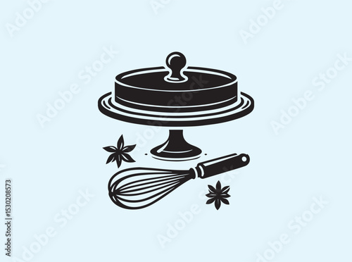 Kitchen Cake Stand with Whisk in Silhouette Form