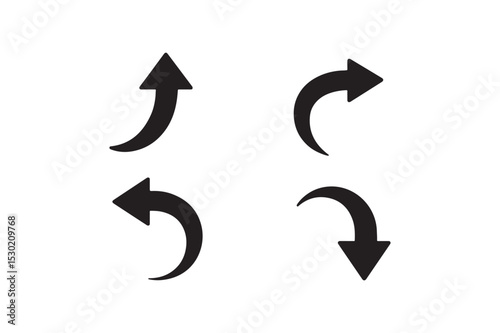 Curved Arrow Elements silhouette vector with white background