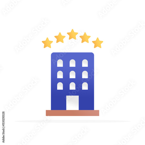 hotel building icon, colored flat vector. modern and minimalist design