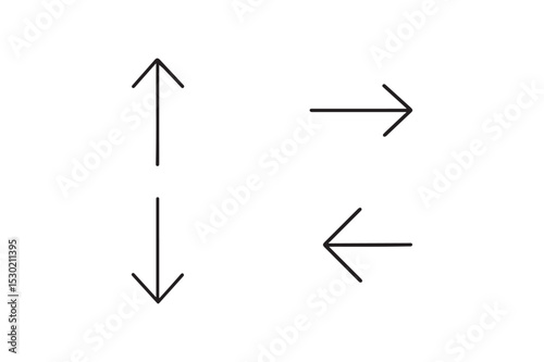 Thin Line Arrows silhouette vector with white background