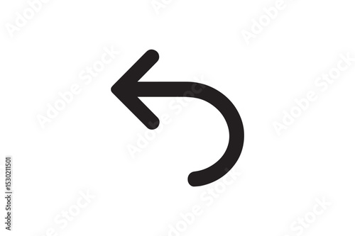 Turn Back Arrow silhouette vector with white background