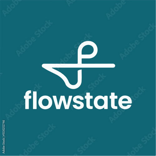 Minimalist Flowstate Modern Logo Design in Teal Background Logo.eps