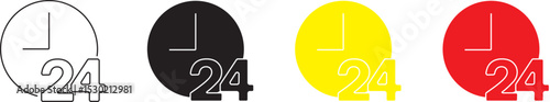 24 7 service icon set. 24-7 open, concept with call icon. Support 24 hours a day and 7 days a week. Support service. Vector Illustration