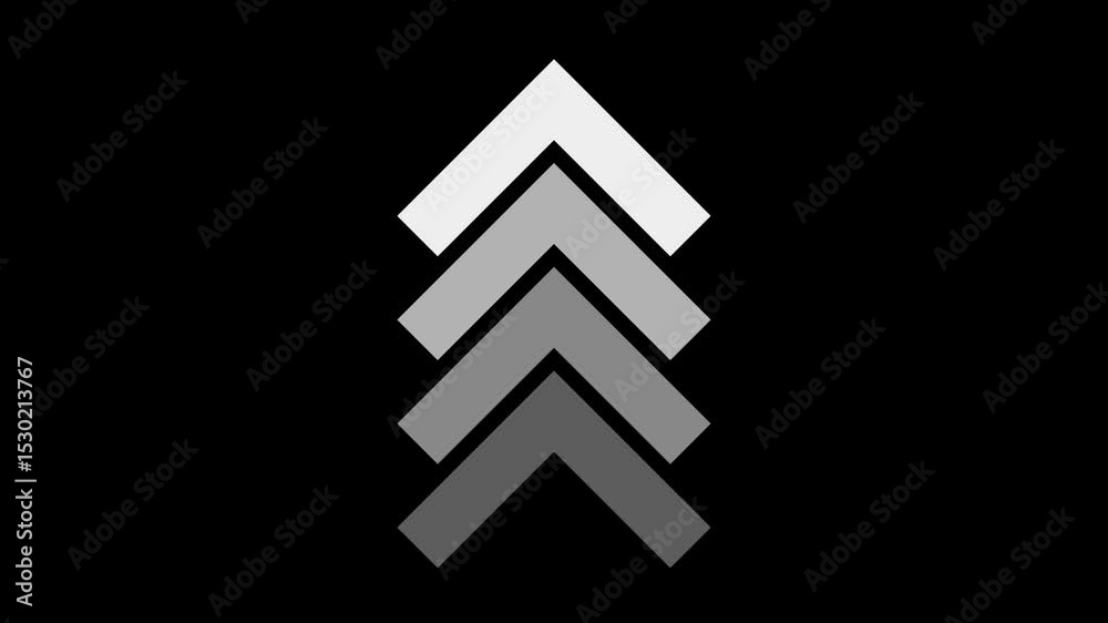 Up arrow animation on black background. direction arrow icon motion. Up arrow isolated. swipe up pointing 4k video footage.