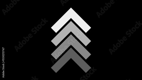 Up arrow animation on black background. direction arrow icon motion. Up arrow isolated. swipe up pointing 4k video footage.