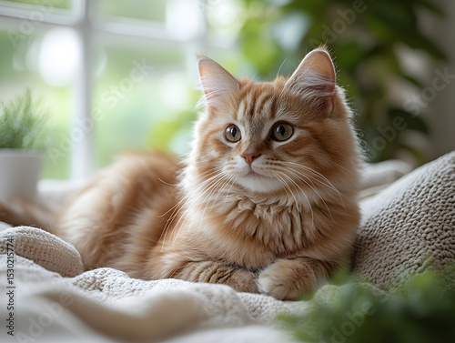 Serene Senior Cat Resting by Window