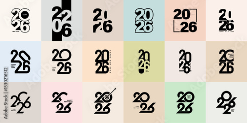 Big Set of 2026 number design template.