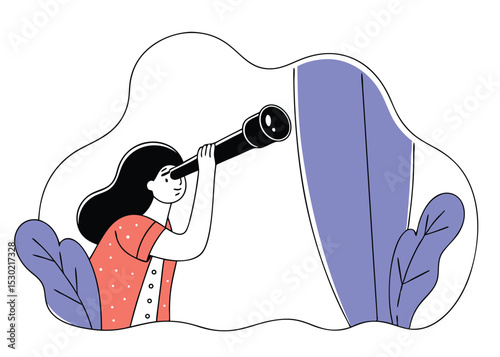 Worker Peeking Through Telescope – Target and Vision Concept
Keywords: telescope, vision, future, target, goal, planning, business, direction, employee, strategy, look ahead, perspective, search, watc