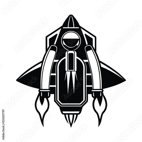 Jetpack flight silhouette icon vector illustration
